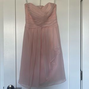 David’s Bridal Bridesmaid Dress - Short Strapless Blush Pink